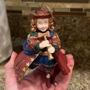 Christmas Ornament 18th Century Trumpeter Man Plastic Resin